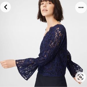 Club Monaco Jarne Navy Blue Lace Top Sz M